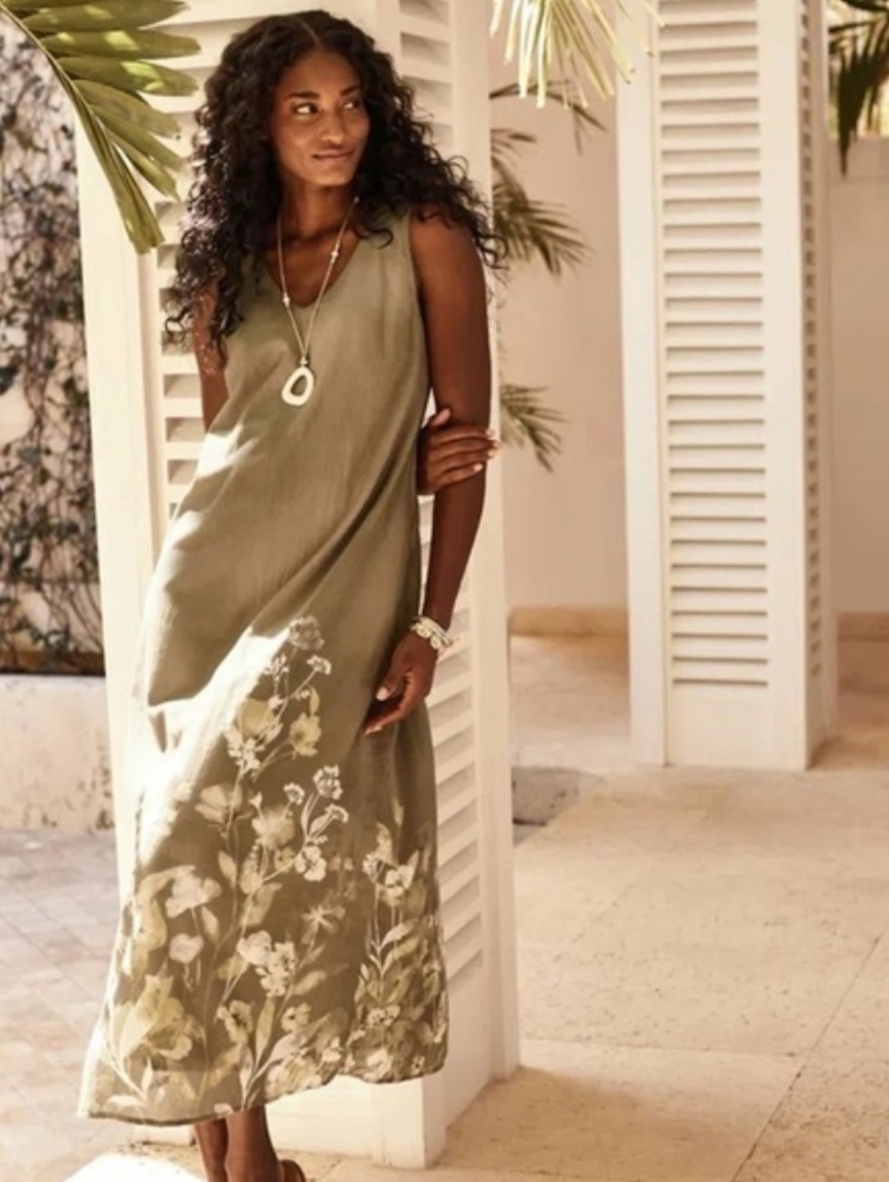 J. Jill Pure Jill Wildflower Maxi Dress Sage Ombre Thyme Pristine Floral Size XL